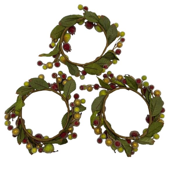 3 Valerie Parr Hill Sugared Fruit Pear Pomegranate Pillar Candle Rings Fall Lot - Picture 10 of 10